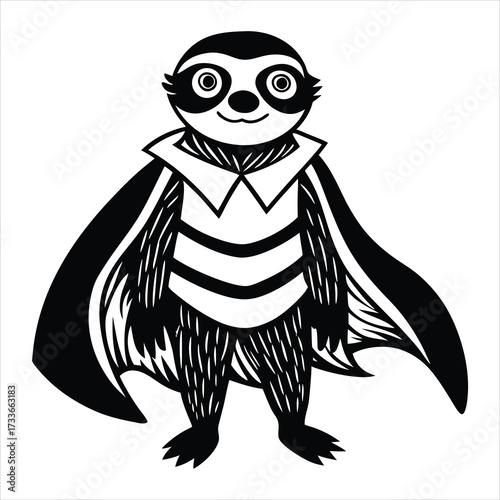 A funny sloth dressed as a superhero with cape ve