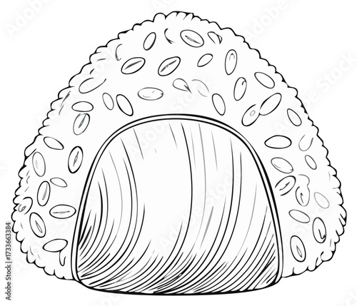Japanese Onigiri Illustration Rice Ball Filling Sketch Outlined Traditional Cuisine Asian Food Culture