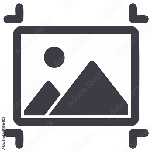Digital image cropping and resizing icon for photo editing applications and graphic design tools