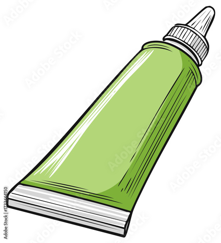 Green Tube with Small Spout Containing Substance for Art, Construction, or Health