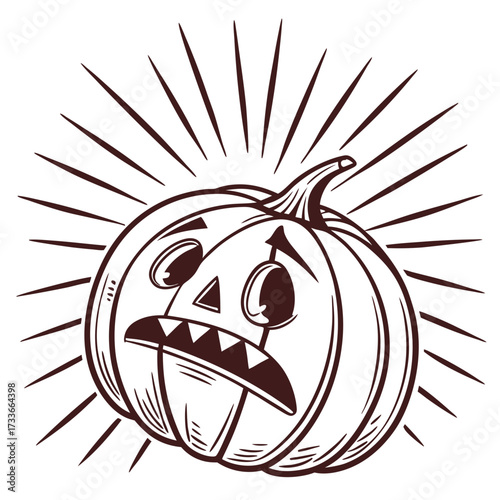 Scared jack-o-lantern with wide eyes and jagged mouth