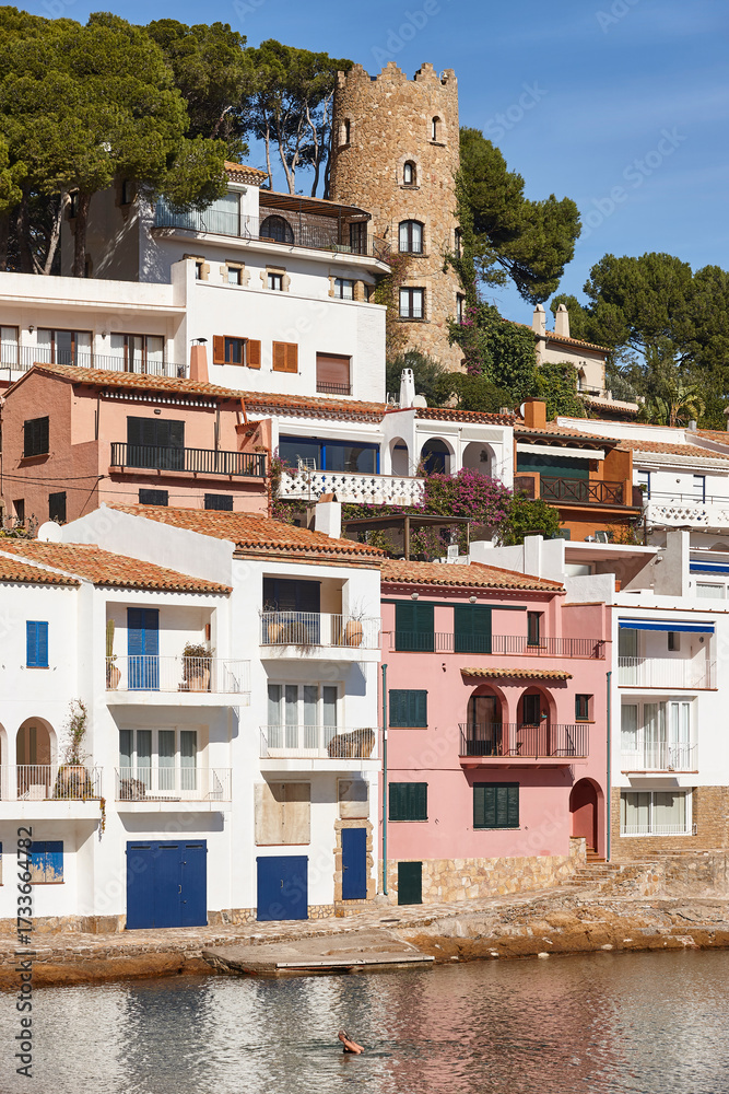 Fototapeta premium Mediterranean coastline traditional village of Begur. Girona, Catalonia. Spain