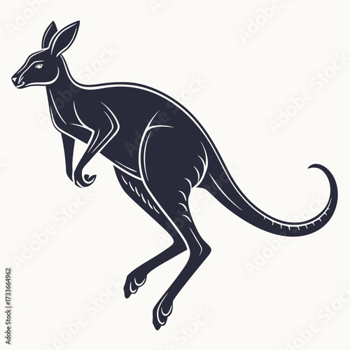 Silhouette of a jumping kangaroo on a white background