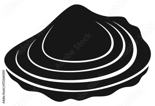 Black and white oyster shell icon simple seafood silhouette vector illustration
