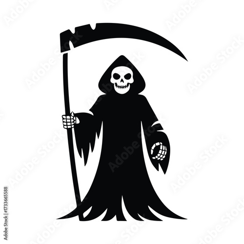 Grim reaper silhouette holding scythe represents death mortality fate and the end of life silhouette