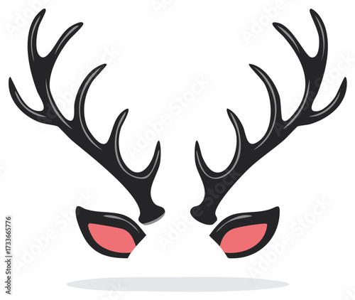 Funny reindeer antlers and ears photo booth prop for a festive Christmas party or holiday celebration