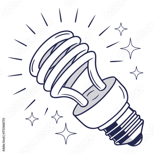 Sparkling compact fluorescent light bulb illustration