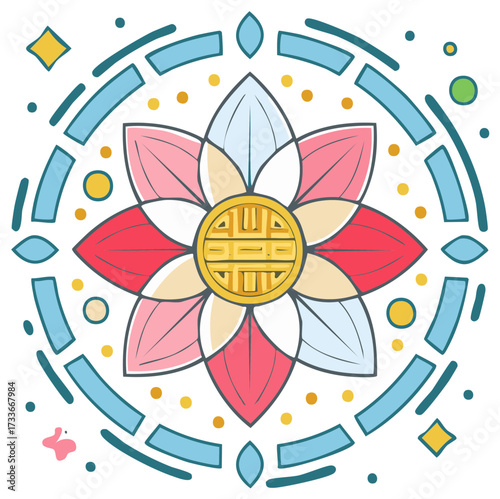 Floral art design abstract flower mandala illustration