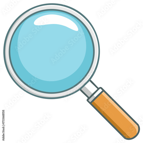Cartoon Magnifying Glass with Blue Lens and Wooden Handle