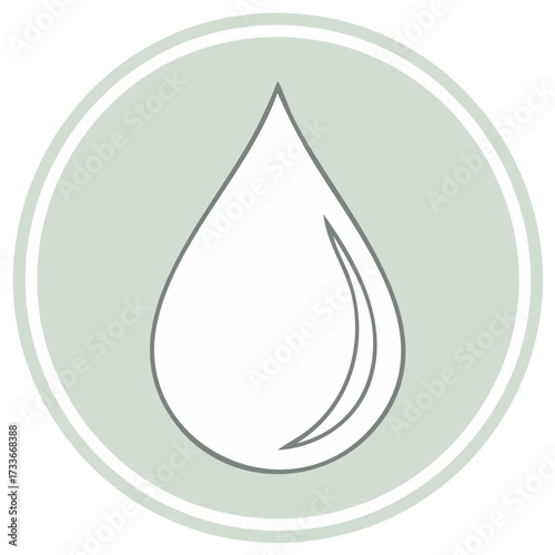Water drop icon in a circle. Health, clean, and nature symbols.