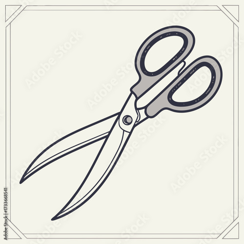 Vintage Style Tailor Scissors with Decorative Border