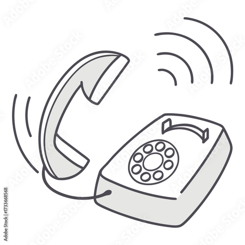 Vintage Rotary Telephone with Ringing Soundwaves Keywords: telephone, rotary phone, vintage