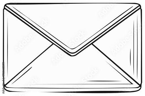 Hand drawn illustration of a sealed envelope in black and white