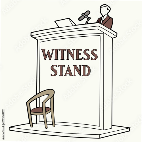 Witness Stand with Person and Chair courtroom podium