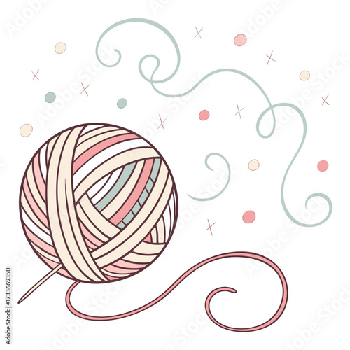Yarn Ball with Swirling Threads and Dots ball of yarn