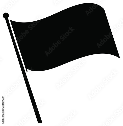 Waving Black Flag on a Pole Symbolizing Protest, Resistance, Rebellion or a Pirate Sign