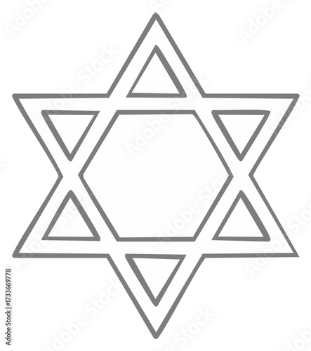 Hand-drawn Star of David outline symbol against white background.