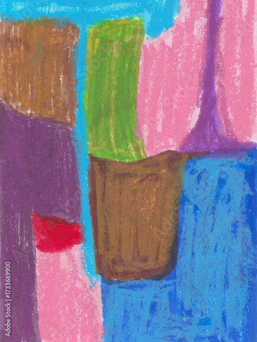 Wallpaper Mural Abstract oil pastel art background with bright geometric shapes in vivid colors Torontodigital.ca