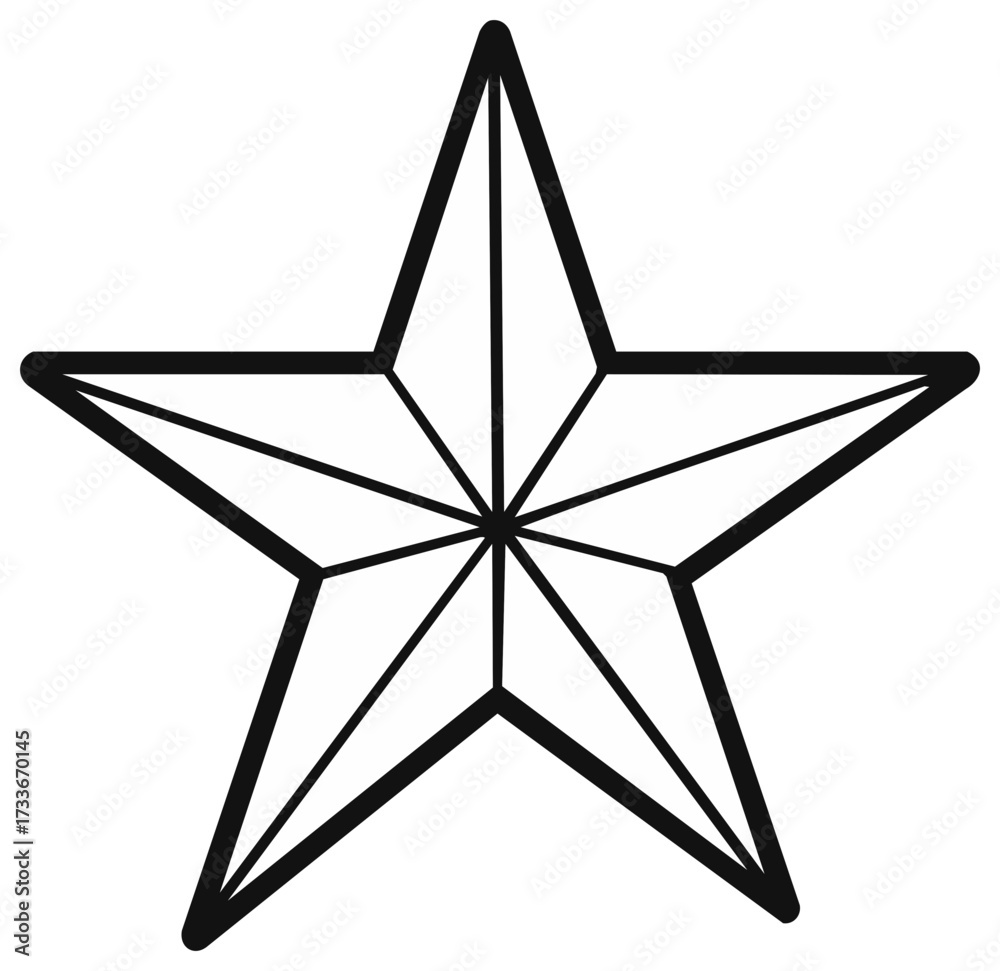 Fototapeta premium Black and white star shape isolated on white background.