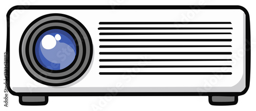 Cartoon style vector projector for office presentation, home entertainment, or movie theater use