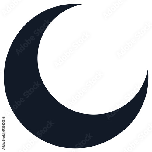 Dark blue crescent moon illustration simple design astronomy symbol shape