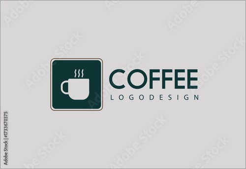Minimalist Square Coffee Shop Logo with Steam Symbol