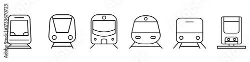 Train vector icon set. tram illustration sign collection. public transport symbol or logo.