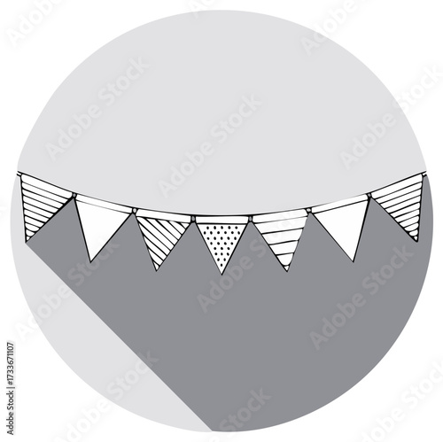 Hand-drawn banner on a string inside a circle, illustration