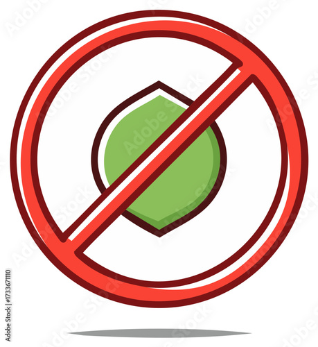 No Nuts Symbol Prohibition and Danger Sign Illustration