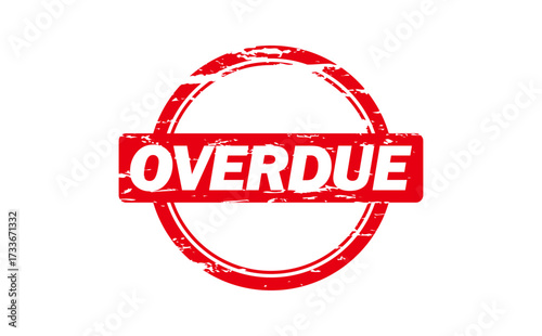 OVERDUE - Red Rubber Stamp With text message OVERDUE 

