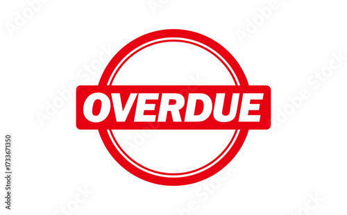 OVERDUE - Red Rubber Stamp With text message OVERDUE 

