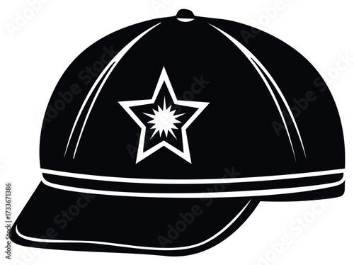 Black Baseball Cap with Star Graphic Sportswear Headwear Illustration