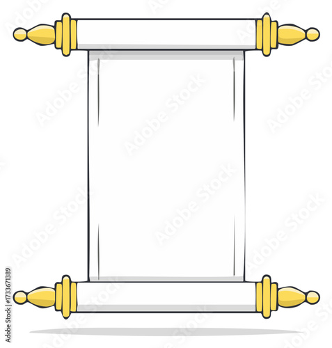 Ancient scroll with golden finials blank for your text or design