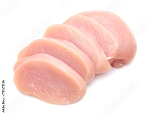 Sliced raw chicken breast