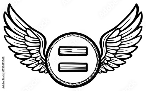 Symbolic Representation of Equality with Wings and Enclosed by a Circular Frame