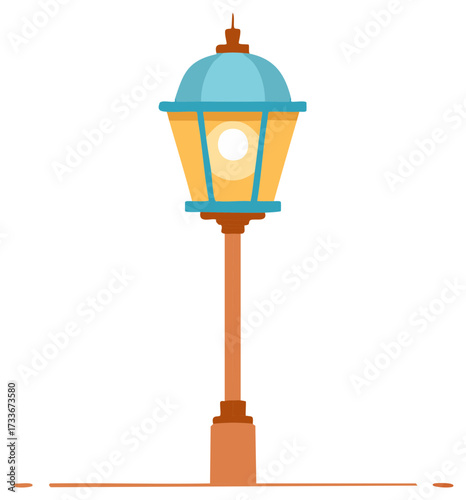 Stylized Cartoon Street Lamp Illustration Vector Isolated Graphic Element
