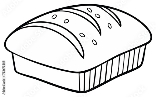 Loaf of Bread Line Drawing Simple Outline Illustration Fresh Baked Goodies Culinary Arts