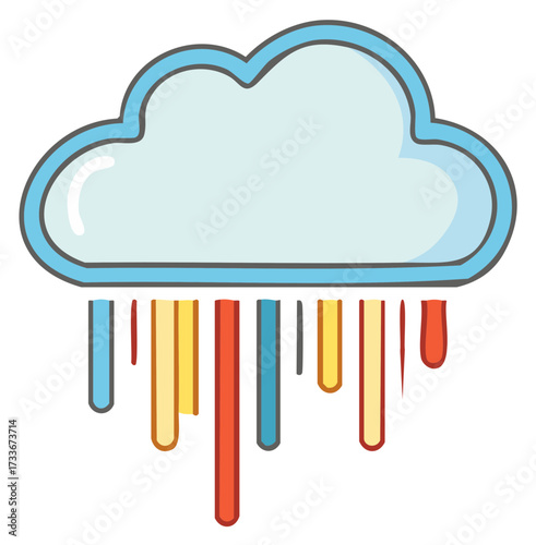 Light blue cloud emitting vibrant colorful abstract lines data flow concept