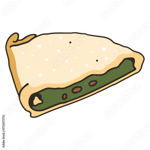 Tourte de Blettes Monaco chard tart flat color vector illustration template design