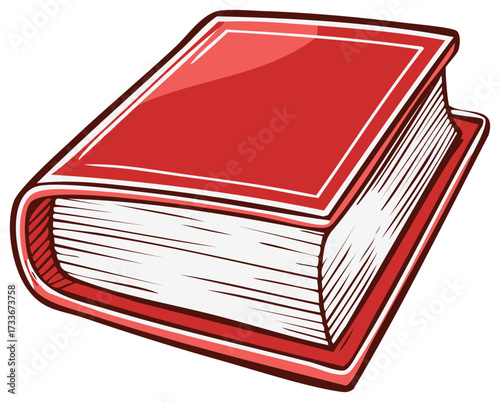 Vibrant red closed book vector illustration representing education knowledge and literature