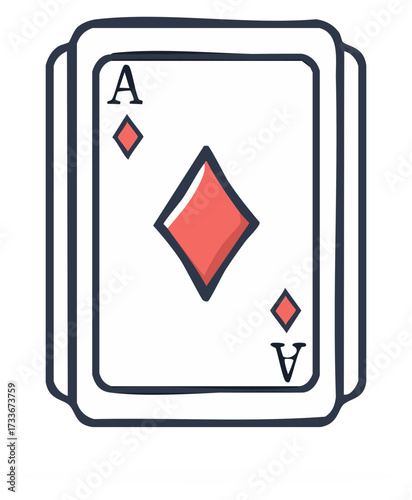 Ace of Diamonds Playing Card with Stacked Cards Illustration