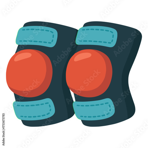knee pads sport safety guard equipment flat color vector illustration template design