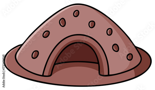 Simple cartoon illustration of a brown anthill or termite mound, home of an insect colony