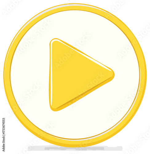 Play Button Icon in Yellow and White on Light Background