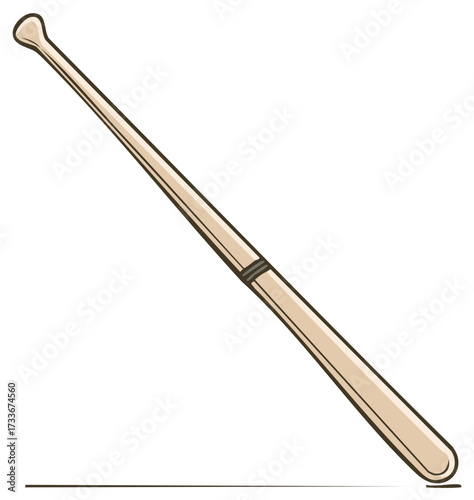 Wooden drumstick percussion instrument cartoon style illustration for music and rhythm.