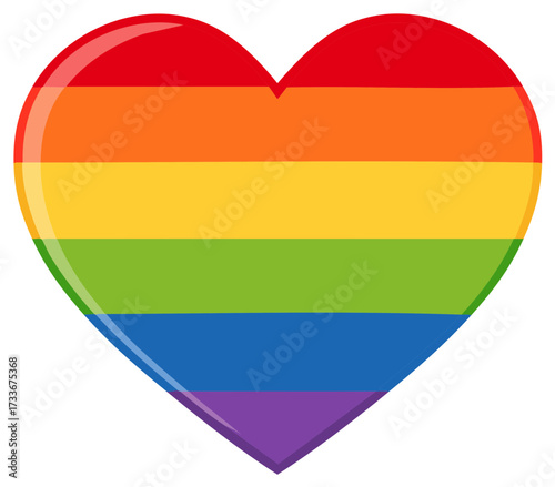 Colorful Striped Heart Symbolizing LGBTQ Pride, Love and Solidarity with Rainbow Pattern