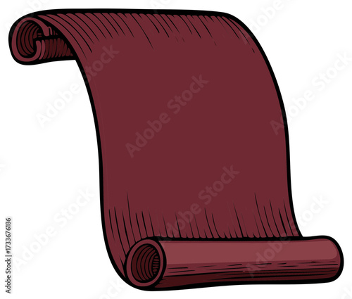 Blank red scroll illustration ready for text or announcement message historical parchment document