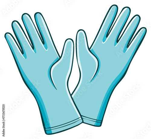 Pair of Light Blue Medical Gloves Raised Upward for Hygiene and Safety Protection