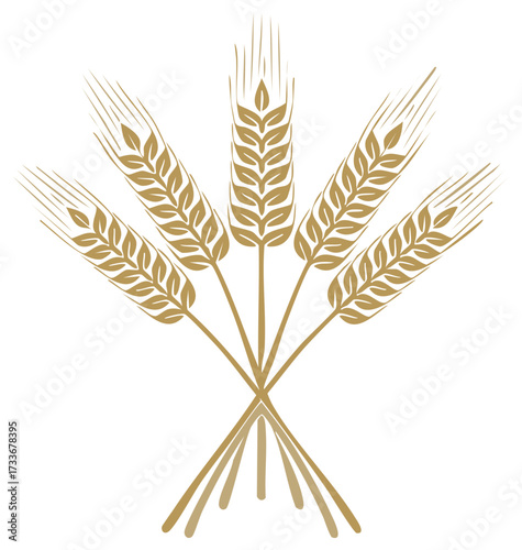 Golden sheaf of wheat illustration, agriculture and harvest symbol
