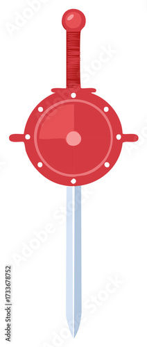 Bold Red and Silver Fantasy Sword Graphic Art for Adventure Games and Medieval Themes